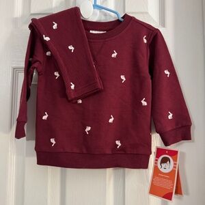 NWT Latino Heritage Bunny Red and White Pullover Sweatshirt with Leggings